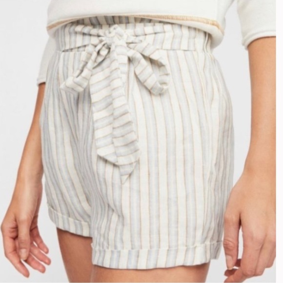 Heartloom from Free People Womens Piper striped linen lined shorts M NWT - Picture 1 of 9